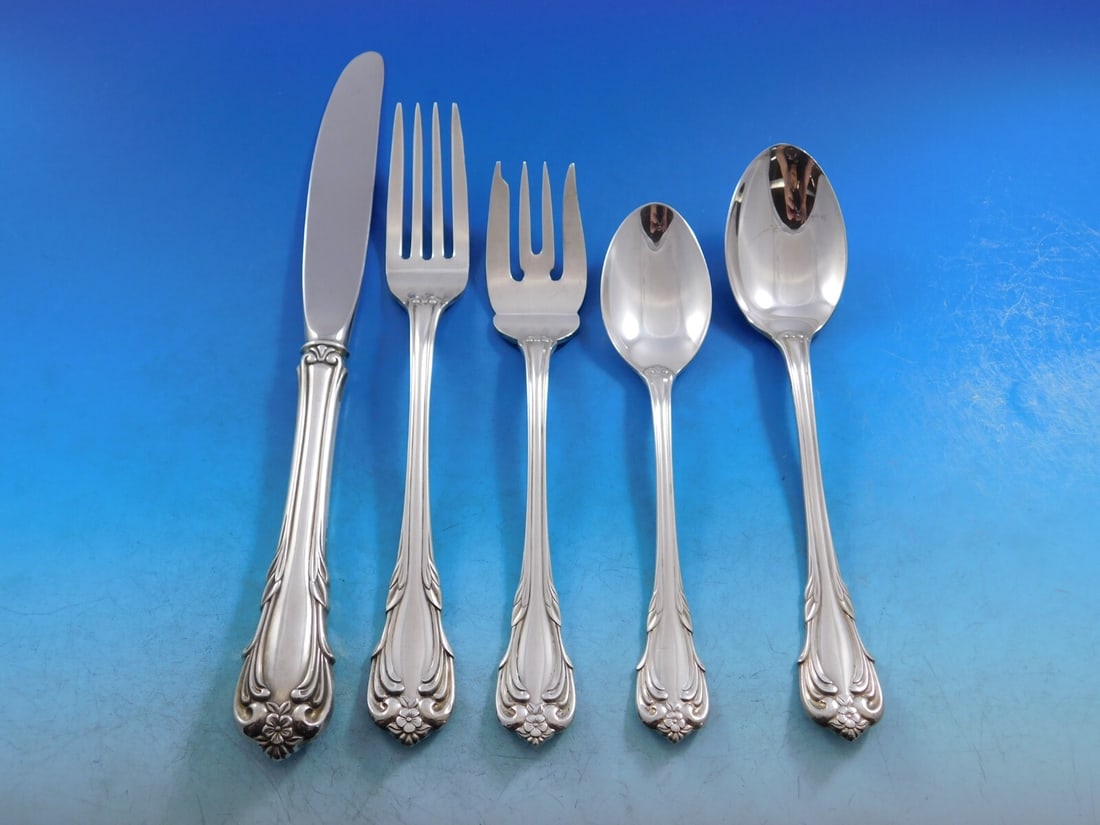 Kirk Veranda Sterling Silver Flatware Set for 12 61 Pieces Vintage: Kirk Veranda Sterling Silver Flatware Set for 12 61 Pieces Vintage Elevate your dining experience with this exquisite Veranda by Kirk Sterling Silver Flatware Service for 12, comprising a total of 61