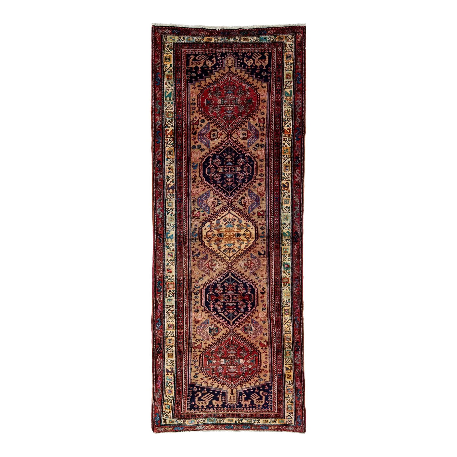 Vintage Persian Serab Wool Runner 3'10" x 10'1" Multicolor Tribal Design (1 of 8)