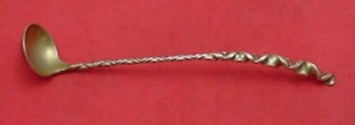 Whiting Reverse Twist #8 Sterling Silver Gold Wash Mustard Ladle 5": Whiting Reverse Twist #8 Sterling Silver Gold Wash Mustard Ladle 5" Introducing the Reverse Twist #8 Mustard Ladle by Whiting, a stunning piece crafted from sterling silver with a gold wash finish. Th
