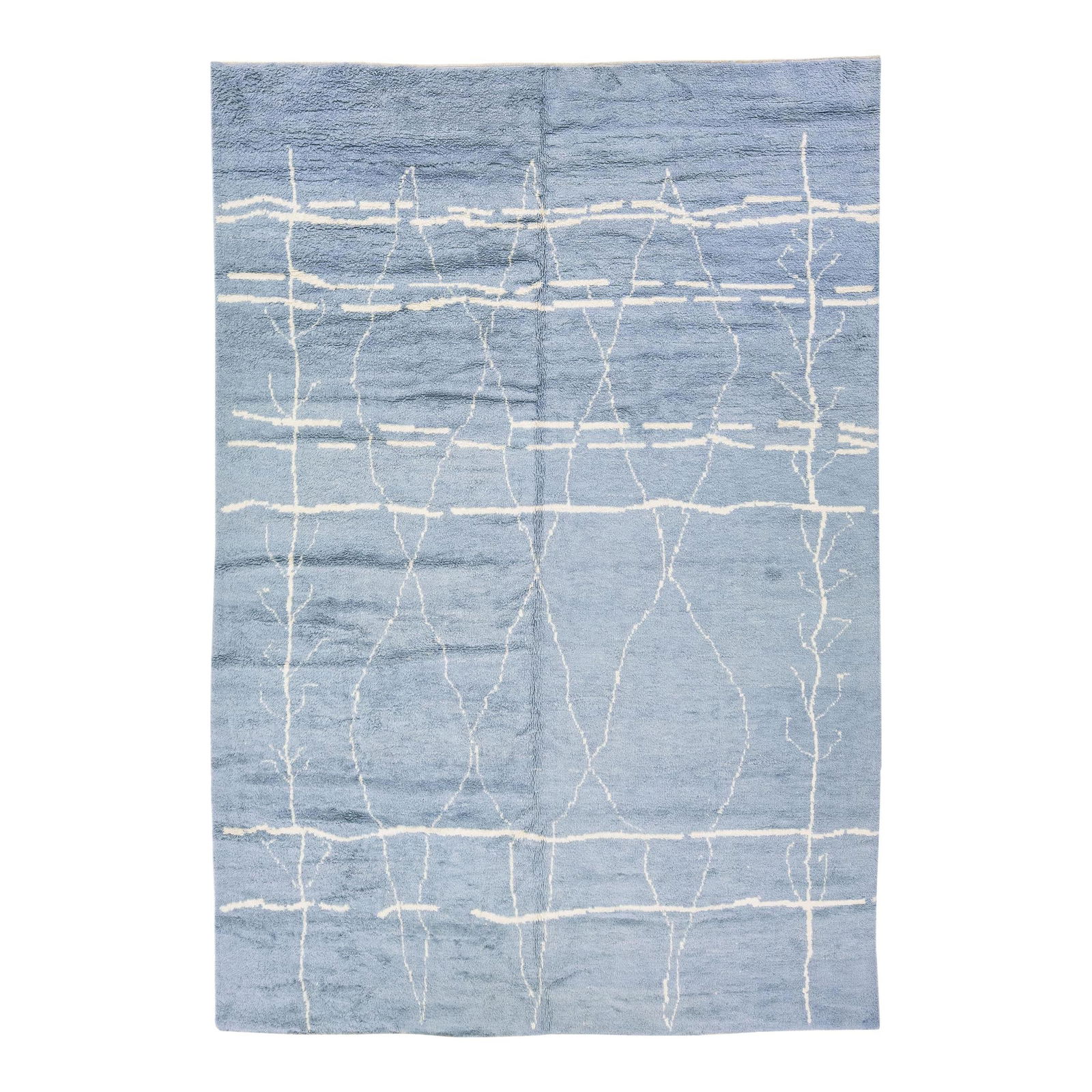 Gray Modern Moroccan Handmade Geometric Wool Rug 9'6 x 14'1: Gray Modern Moroccan Handmade Geometric Wool Rug 9'6 x 14'1 Elevate your space with this stunning modern Moroccan-style hand-knotted wool rug. Featuring a chic gray color field complemented by strikin