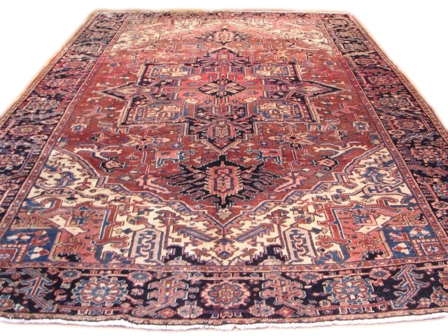 Handcrafted 8 x 11.4 Red Persian Heriz Area Rug: Handcrafted 8 x 11.4 Red Persian Heriz Area Rug Free continental US Shipping Enhance your home with the exquisite 8 x 11.4 Red Persian Heriz Rug, a stunning example of traditional Persian craftsmanshi