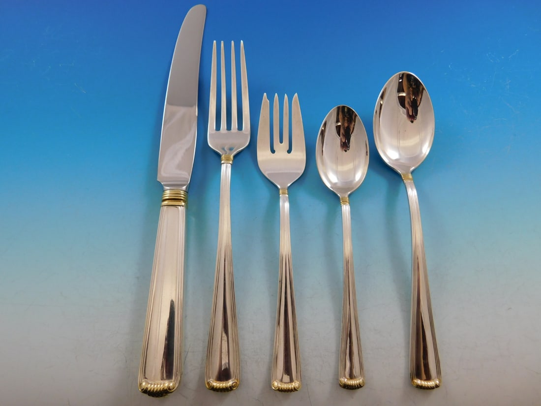 Marie Louise Blackinton Sterling Silver Flatware Set 45 pcs Service for 8: Marie Louise Blackinton Sterling Silver Flatware Set 45 pcs Service for 8 Elevate your dining experience with the exquisite Marie Louise Sterling Silver Flatware Set by Blackinton. This elegant 45-pie