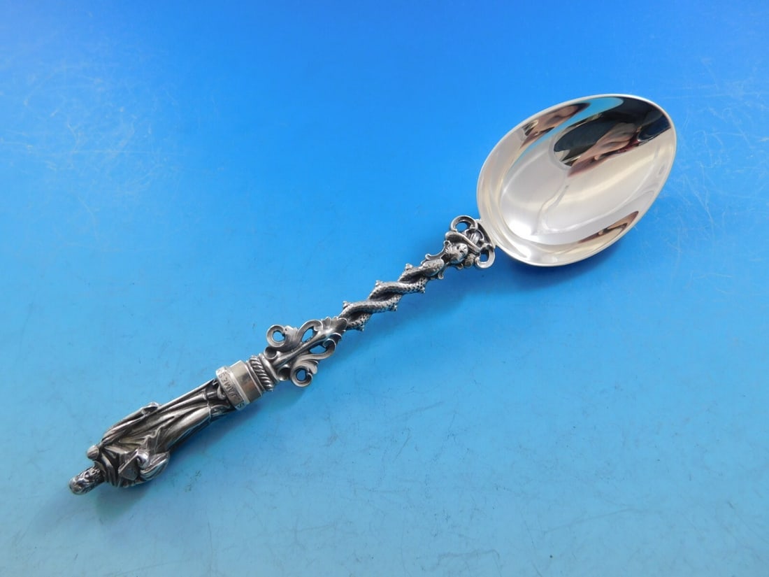 Gorham Apostles Large Sterling Silver Soup Spoon 6 3/8 inches: Gorham Apostles Large Sterling Silver Soup Spoon 6 3/8 inches This exquisite Apostles Large soup spoon by Gorham is a stunning example of craftsmanship in sterling silver. Measuring 6 3/8 inches, this