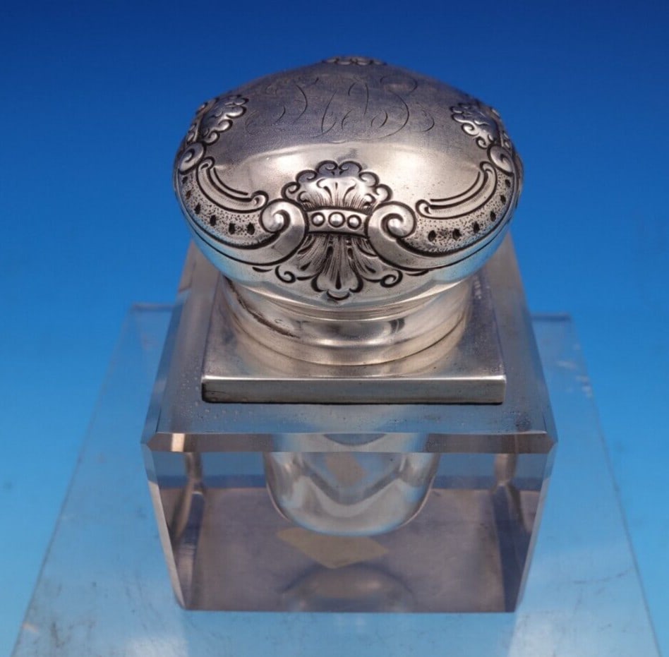 Ferdinand Fuchs Sterling Silver Crystal Inkwell Vintage 4 x 3 (1 of 13)