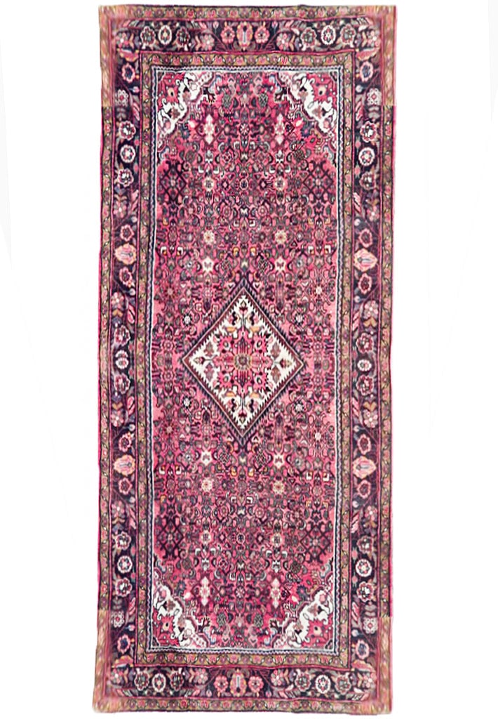 5'3" x 10' Salmon Semi-Antique Persian Herati Runner Handmade Wool: 5'3" x 10' Salmon Semi-Antique Persian Herati Runner Handmade Wool Free continental US Shipping Introducing the 5' 3" x 10' Salmon Semi-Antique Persian Herati Runner, a stunning piece that showcases t