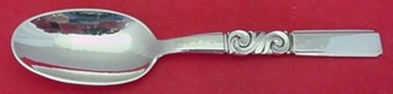 Georg Jensen Scroll Sterling Silver Teaspoon 5.5 Inch Heirloom Flatware: Georg Jensen Scroll Sterling Silver Teaspoon 5.5 Inch Heirloom Flatware This exquisite teaspoon from the Scroll pattern by Georg Jensen is crafted from high-quality sterling silver, measuring 5 1/2 in