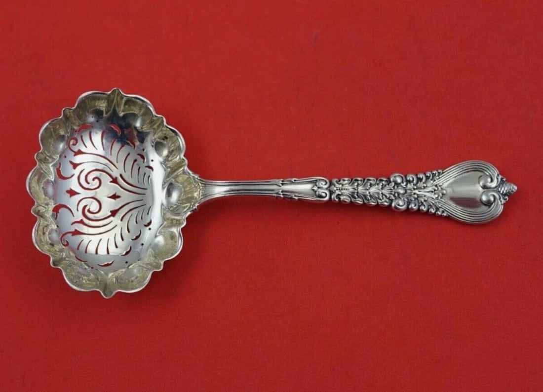 Tiffany & Co Florentine Sterling Silver Sugar Sifter 6 Inch Art Nouveau Design: Tiffany & Co Florentine Sterling Silver Sugar Sifter 6 Inch Art Nouveau Design Enhance your serving collection with this exquisite Florentine sugar sifter by Tiffany & Co. Crafted from high-quality st