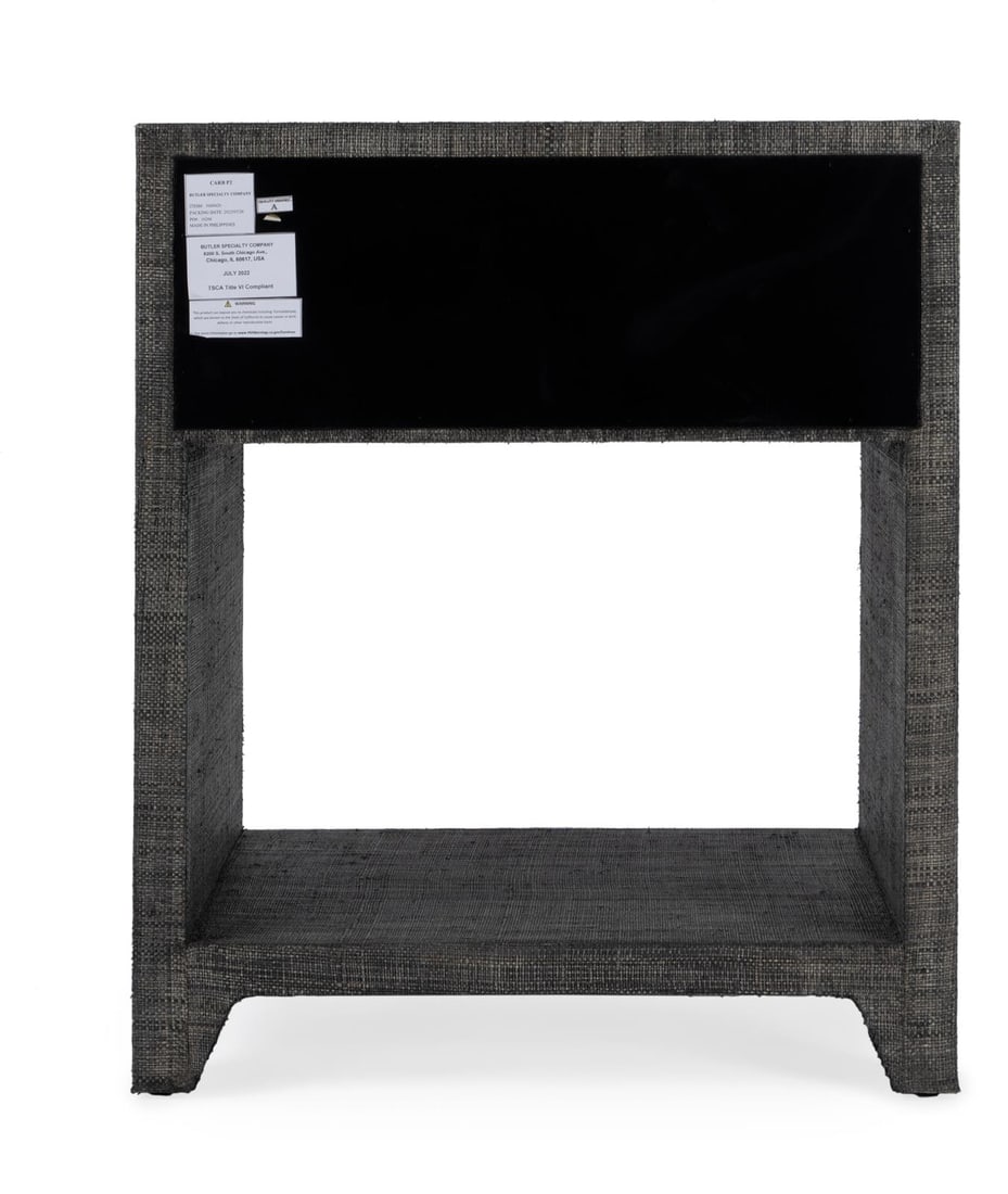 Transitional Charcoal Gray Nightstand by Butler Specialty: Transitional Charcoal Gray Nightstand by Butler Specialty Introducing the Elegant Charcoal Gray Nightstand by Butler, a perfect blend of style and functionality. This nightstand features a sleek trans