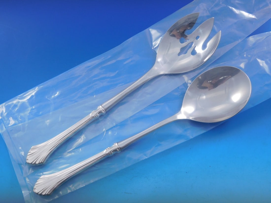 Wallace French Regency Sterling Silver Salad Serving Set 2pc Custom Made: Wallace French Regency Sterling Silver Salad Serving Set 2pc Custom Made This exquisite 2-piece salad serving set from the French Regency pattern by Wallace is crafted from sterling silver with custom