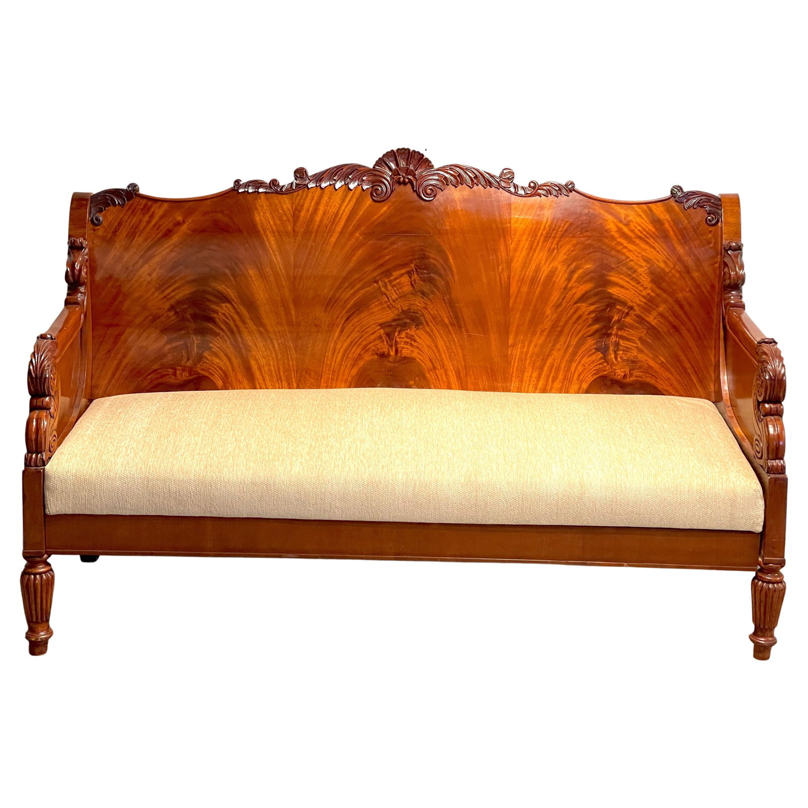 19th Century Russian Neoclassical Flame Mahogany Sofa Mid-Century Craftsmanship (1 of 12)