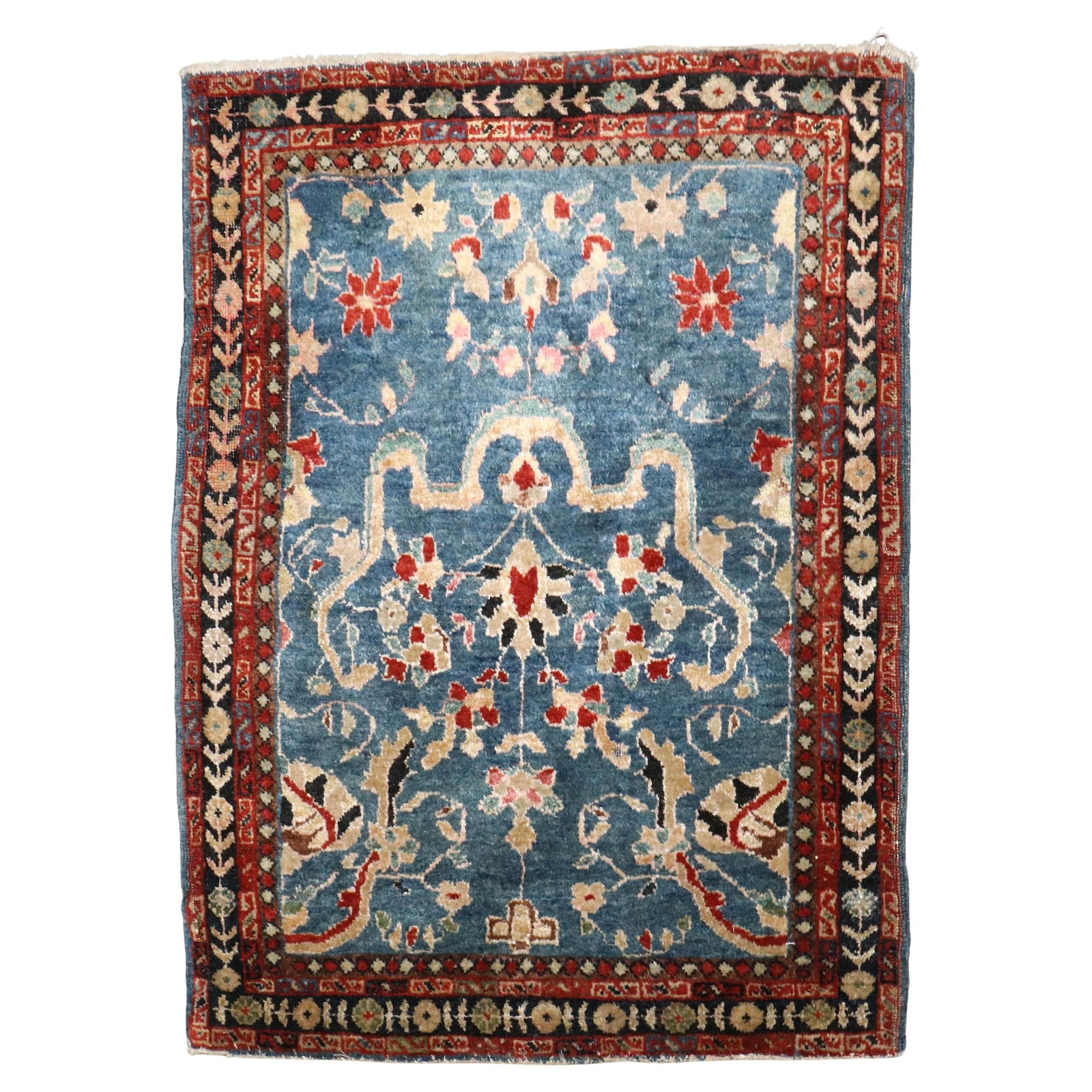 Early 20th Century Sarouk Ferehan Mini Rug Wool Hand-Woven Vienna Secession Style: Early 20th Century Sarouk Ferehan Mini Rug Wool Hand-Woven Vienna Secession Style Discover the exquisite beauty of this antique Sarouk Ferehan rug from the early 20th century, showcasing a classic Vie