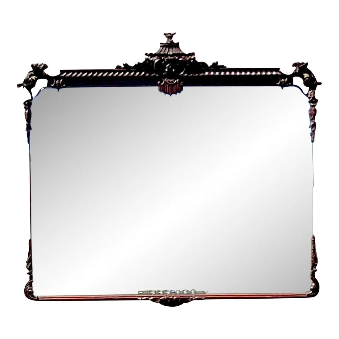 Vintage Regency Oxblood Red Etched Pagoda Mirror 49.5 x 44.5: Vintage Regency Oxblood Red Etched Pagoda Mirror 49.5 x 44.5 Enhance your living space with this Vintage Regency Etched Pagoda Mirror, a stunning blend of classic design and artistic elegance. This mi