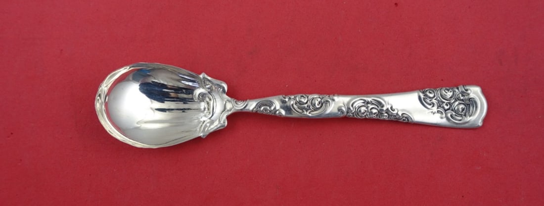 Whiting Rose and Scroll Sterling Silver Ice Cream Spoon 6 Inch: Whiting Rose and Scroll Sterling Silver Ice Cream Spoon 6 Inch This exquisite ice cream spoon features the elegant Rose and Scroll pattern by Whiting, crafted from high-quality sterling silver. With a