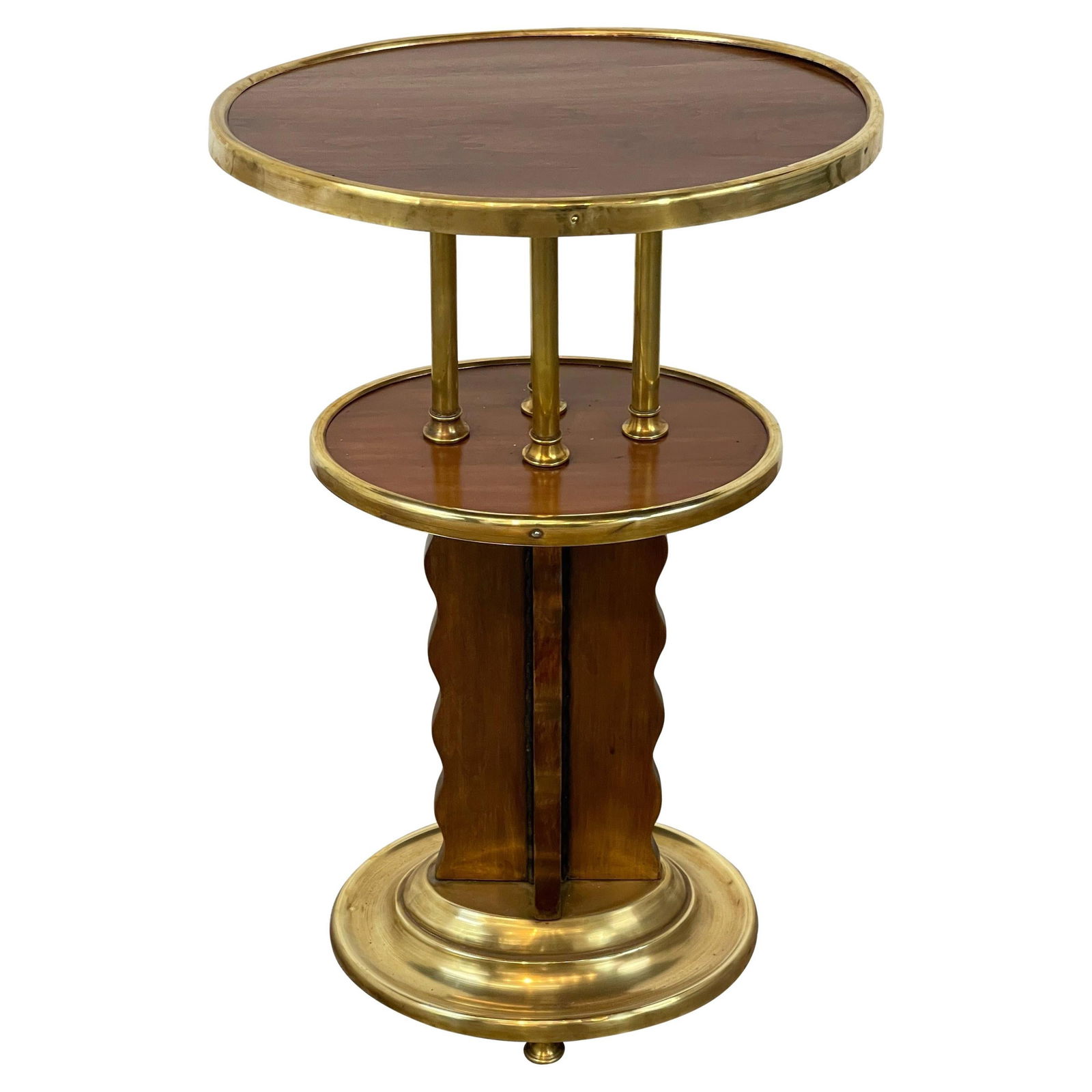 Elegant Viennese Secession Brass Mounted Hardwood Side Table 1920 Austria: Elegant Viennese Secession Brass Mounted Hardwood Side Table 1920 Austria This exquisite Viennese Secession side table, crafted in Austria around 1920, showcases a harmonious blend of style and functi