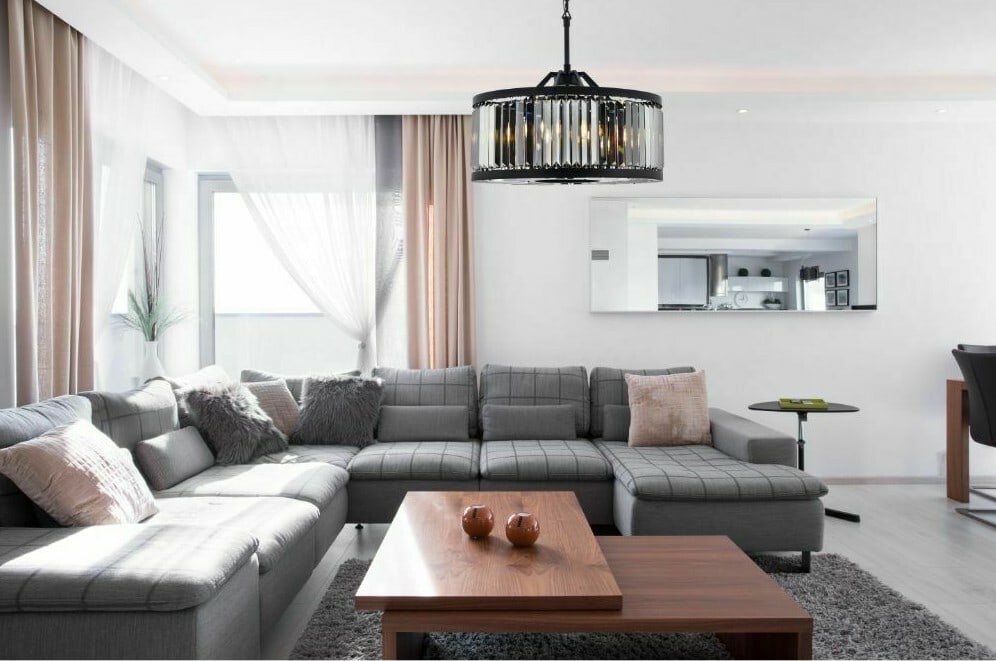 Chelsea 8 Light 28 Inch Matte Black Chandelier With Silver Shade Crystals: Chelsea 8 Light 28 Inch Matte Black Chandelier With Silver Shade Crystals This modern chandelier features a matte black frame and high-quality silver shade crystals, creating a sophisticated focal poi