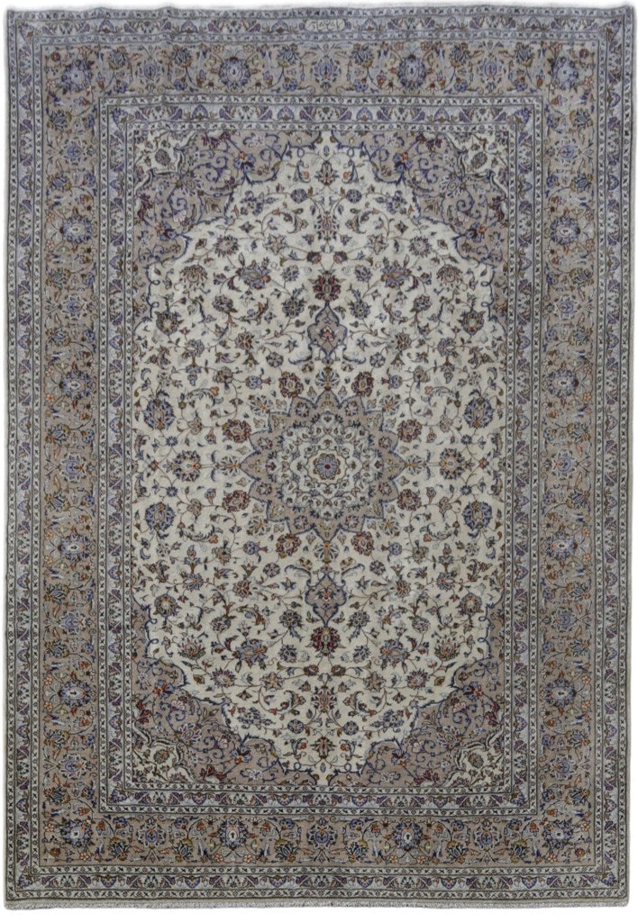 8.1 x 11.6 Ivory Kashan Persian Rug Handcrafted Authentic Artistry: 8.1 x 11.6 Ivory Kashan Persian Rug Handcrafted Authentic Artistry Free continental US Shipping Introducing the 8.1 x 11.6 Ivory Persian Signed Kashan Rug, a stunning masterpiece that brings timeless