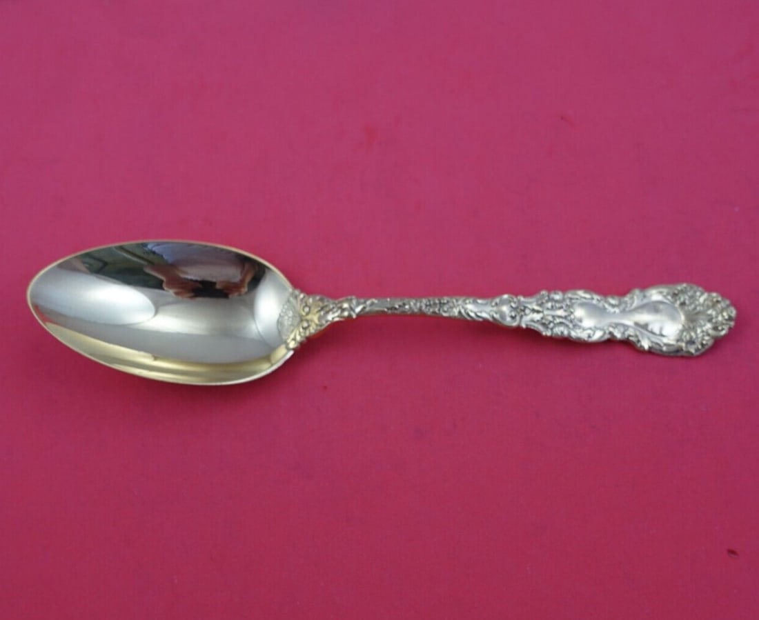 Gorham Imperial Chrysanthemum Vermeil Sterling Silver Serving Spoon 8 3/8 Inches: Gorham Imperial Chrysanthemum Vermeil Sterling Silver Serving Spoon 8 3/8 Inches This elegant serving spoon features the exquisite Imperial Chrysanthemum Vermeil pattern by Gorham, crafted from high-q
