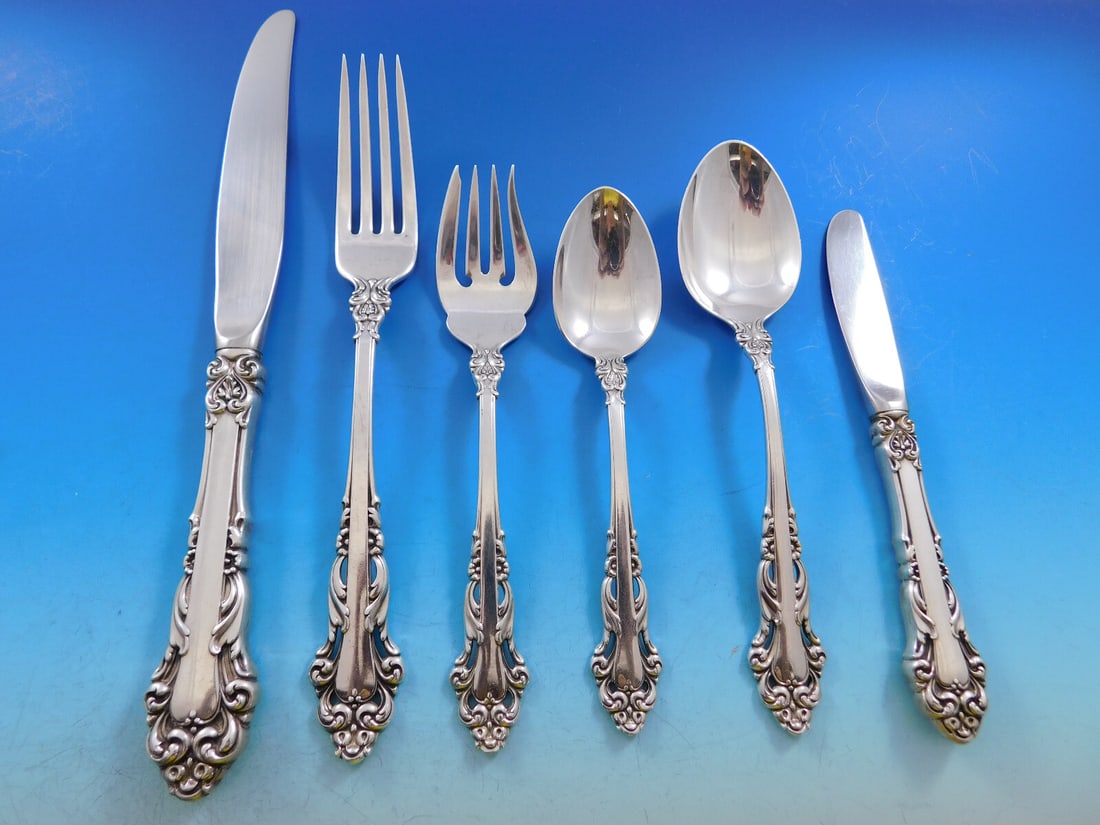 Reed & Barton Grande Renaissance Sterling Silver Flatware Set 83 Pieces: Reed & Barton Grande Renaissance Sterling Silver Flatware Set 83 Pieces Discover the exquisite Grande Renaissance Sterling Silver Flatware Set by Reed & Barton, featuring a total of 83 pieces crafted