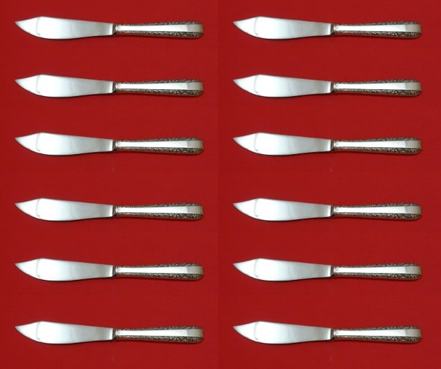 Towle Candlelight Sterling Silver Fish Knife Set 12 Pieces 8 1/4": Towle Candlelight Sterling Silver Fish Knife Set 12 Pieces 8 1/4" Introducing the Candlelight pattern fish knife set by Towle, featuring a stunning design that combines elegance and functionality. Thi