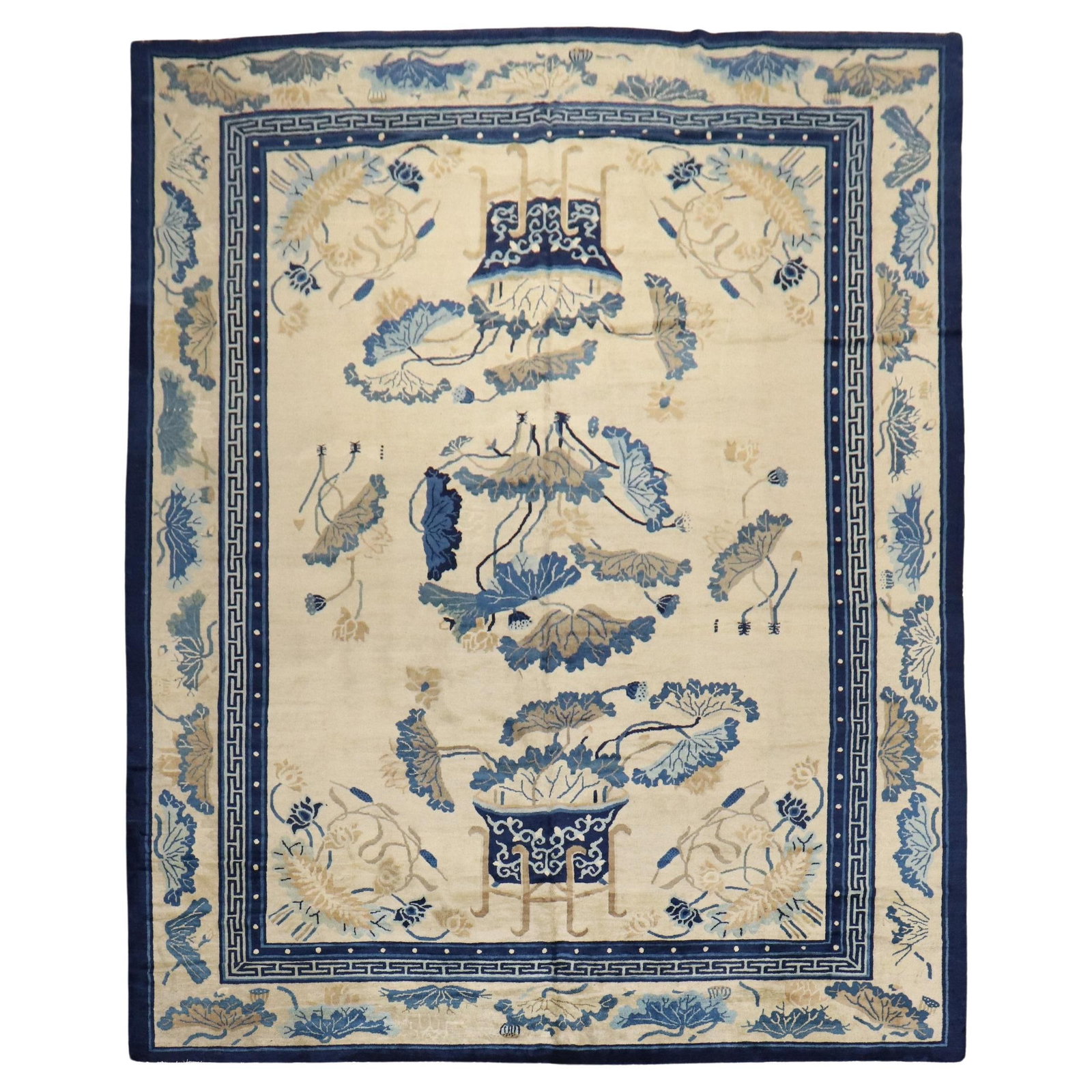 Antique Chinese Peking Rug Early 20th Century 106 x 139 in: Antique Chinese Peking Rug Early 20th Century 106 x 139 in Introducing a stunning early 20th century Chinese Peking rug, showcasing an enchanting design with a multi-band border in predominant shades