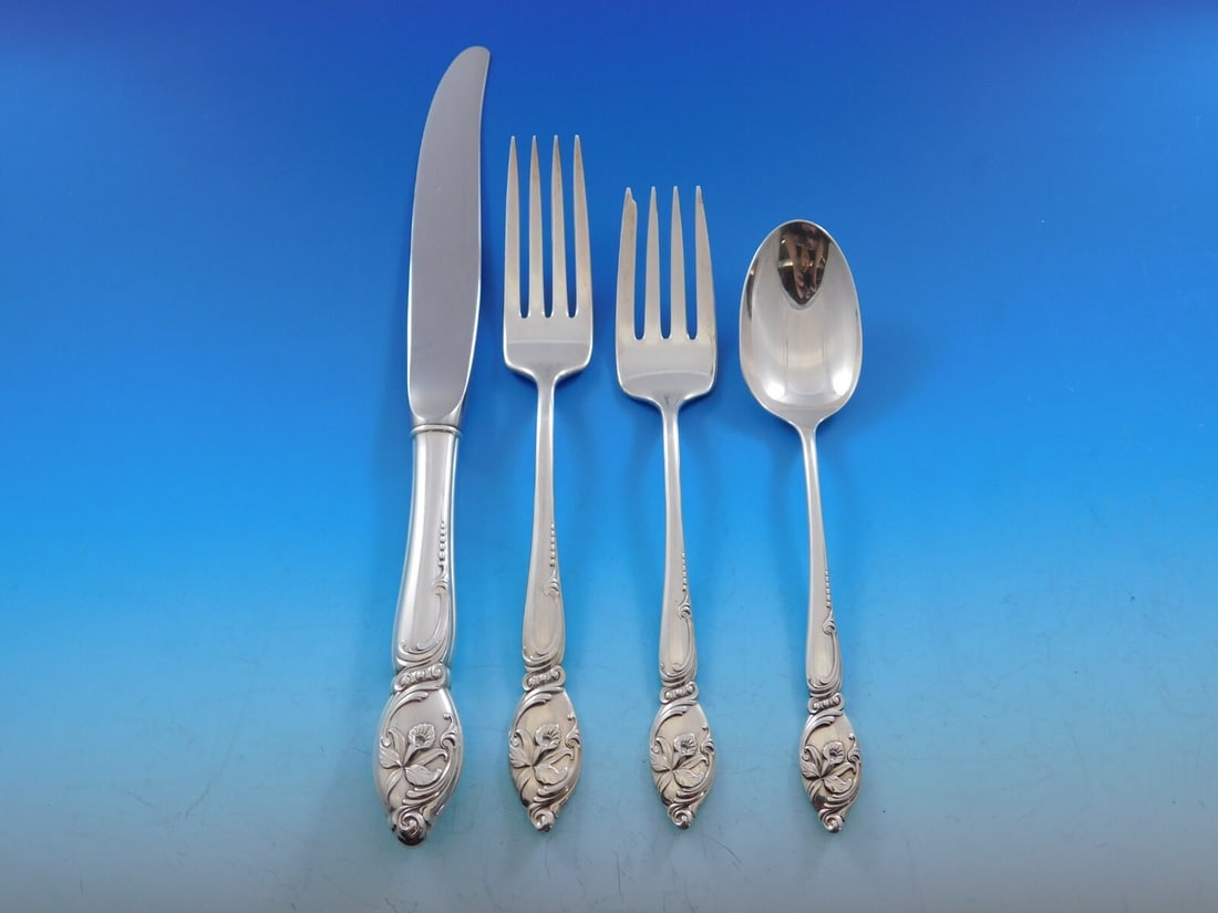 Westmorland Enchanting Orchid Sterling Silver Flatware Set 53 Pieces with Storage Chest: Westmorland Enchanting Orchid Sterling Silver Flatware Set 53 Pieces with Storage Chest Elevate your dining experience with the exquisite Enchanting Orchid flatware set by Westmorland. This stunning c