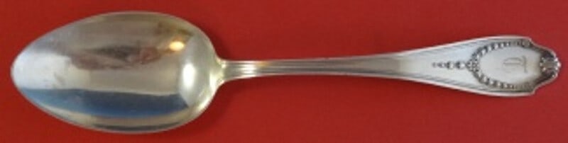 Whiting Wedgwood Sterling Silver Serving Spoon 8 3/8 in Monogrammed: Whiting Wedgwood Sterling Silver Serving Spoon 8 3/8 in Monogrammed This exquisite serving spoon from Whiting features a classic Wedgwood pattern, crafted from high-quality sterling silver. With an el