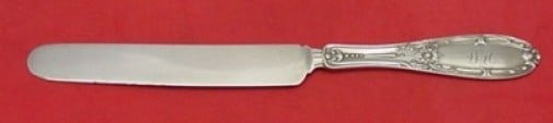 Albert Coles Jenny Lind Sterling Silver Breakfast Knife 8" Monogrammed: Albert Coles Jenny Lind Sterling Silver Breakfast Knife 8" Monogrammed This exquisite breakfast knife features a flat handle design and is crafted from high-quality sterling silver. Produced by Albert