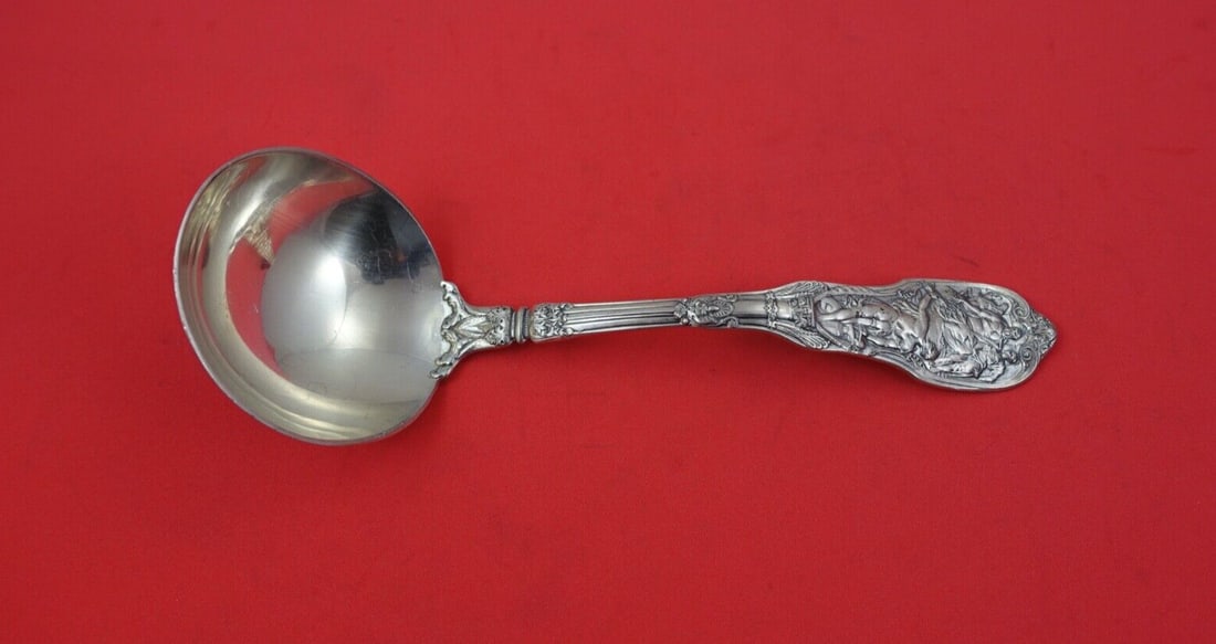 Gorham Mythologique Sterling Silver Gravy Ladle 7 3/8 Inch: Gorham Mythologique Sterling Silver Gravy Ladle 7 3/8 Inch This exquisite gravy ladle from the Mythologique pattern by Gorham features a stunning design inspired by classical mythology. Crafted from h