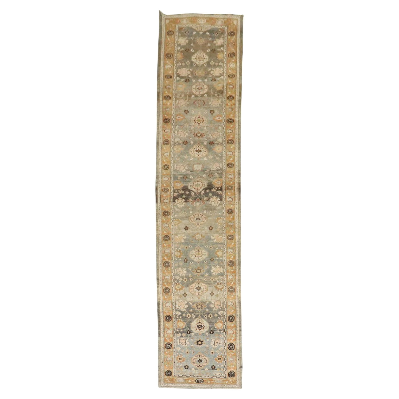 Antique Persian Bidjar Runner 50in x 190in Hand-Woven Wool Tabriz Iran: Antique Persian Bidjar Runner 50in x 190in Hand-Woven Wool Tabriz Iran This exquisite Antique Persian Bidjar Runner, originating from Iran, showcases the artistry of early 20th-century craftsmanship.