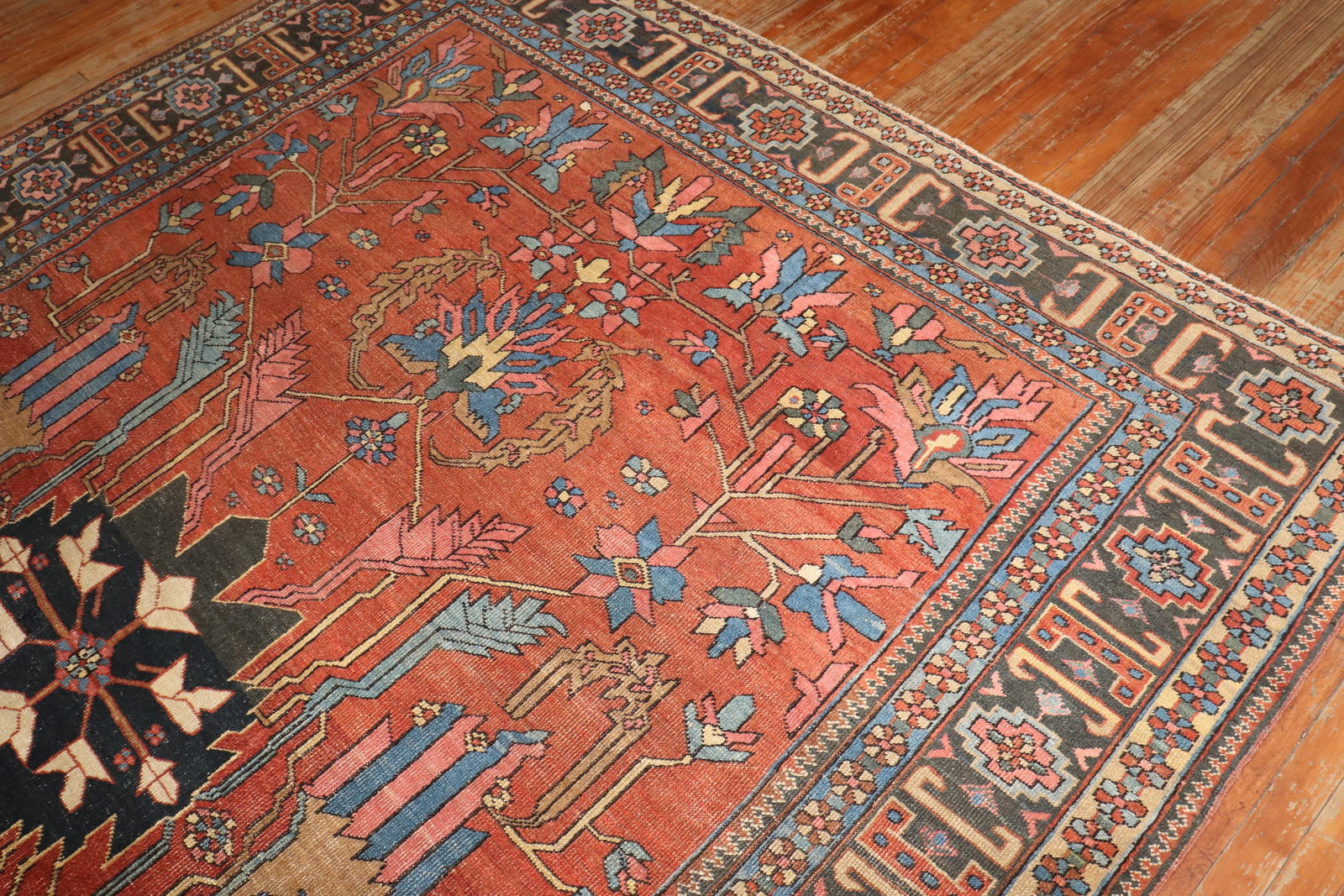 Zabihi Collection Antique Persian Heriz Rug 7'11'' x 11'4'' Hand-Knotted Wool - 12