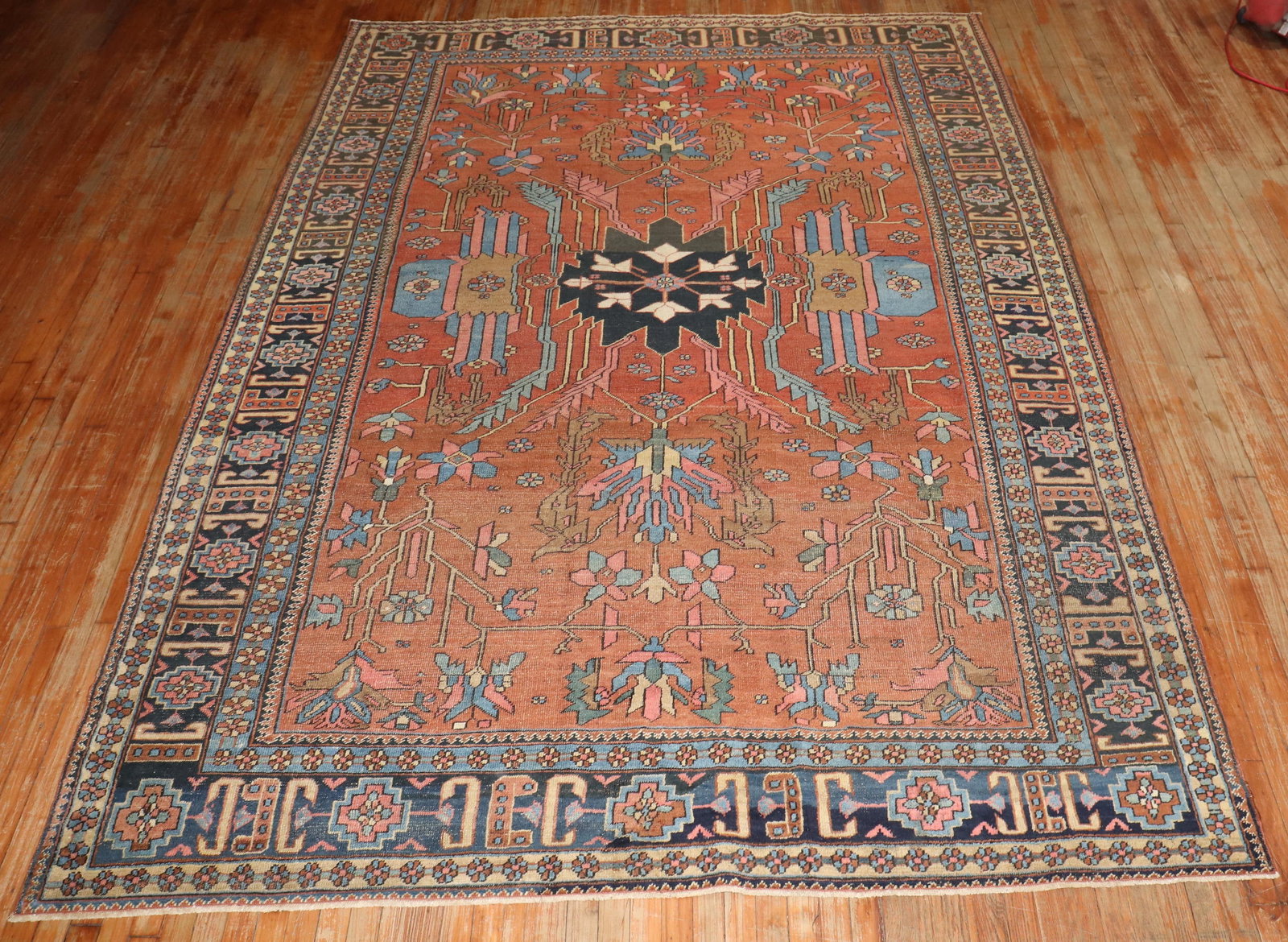 Zabihi Collection Antique Persian Heriz Rug 7'11'' x 11'4'' Hand-Knotted Wool - 3