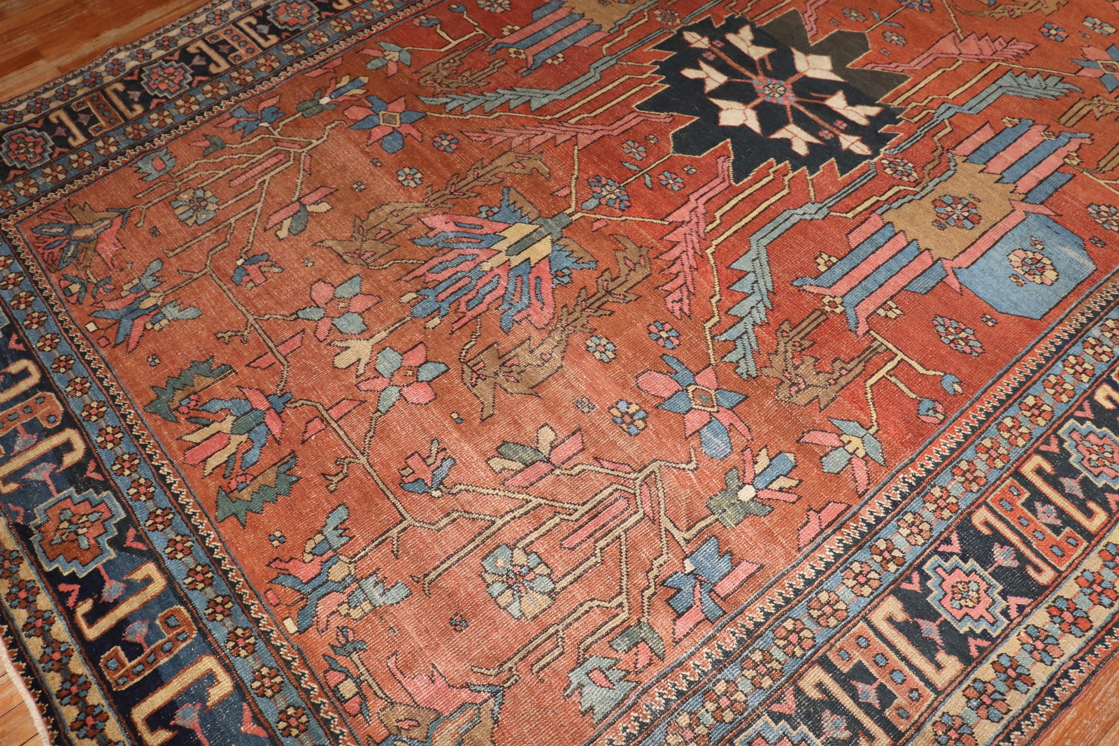 Zabihi Collection Antique Persian Heriz Rug 7'11'' x 11'4'' Hand-Knotted Wool - 9