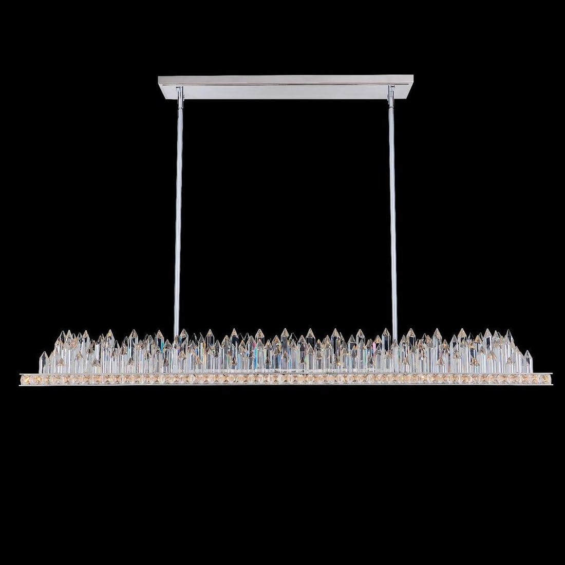 Kalco Orizzonte 44 Inch Dimmable Chandelier Chrome Firenze Crystal: Kalco Orizzonte 44 Inch Dimmable Chandelier Chrome Firenze Crystal Illuminate your space with elegance and style using this exquisite island light from the Orizzonte collection. Crafted to order, this