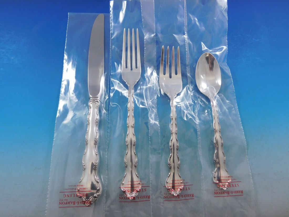 Reed and Barton Tara Sterling Silver Flatware Set 55 pcs Unused: Reed and Barton Tara Sterling Silver Flatware Set 55 pcs Unused Discover the elegance of the Tara pattern by Reed and Barton with this exquisite sterling silver flatware set. Comprising 55 unused piec