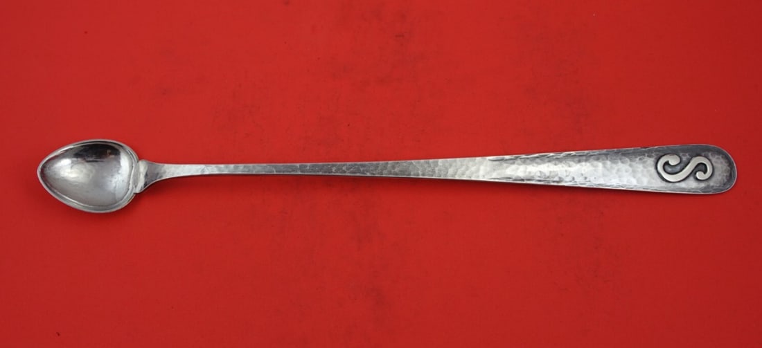 Kalo Shop Sterling Silver Hand-Wrought 14" Drink Spoon Arts & Crafts: Kalo Shop Sterling Silver Hand-Wrought 14" Drink Spoon Arts & Crafts This exquisite 14" drink spoon, crafted by Kalo, showcases the artistry of the Arts and Crafts movement with its hand-wrought desig
