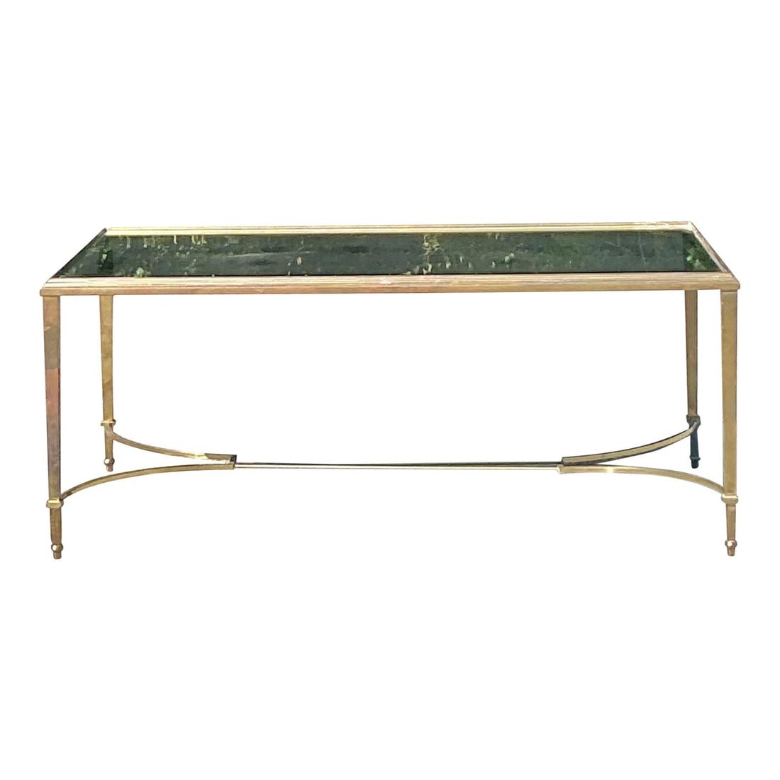 Vintage Brass Coffee Table Inspired by Maison Jansen: Vintage Brass Coffee Table Inspired by Maison Jansen This vintage brass coffee table is a stunning embodiment of Hollywood Regency elegance, drawing inspiration from the iconic designs of Maison Janse