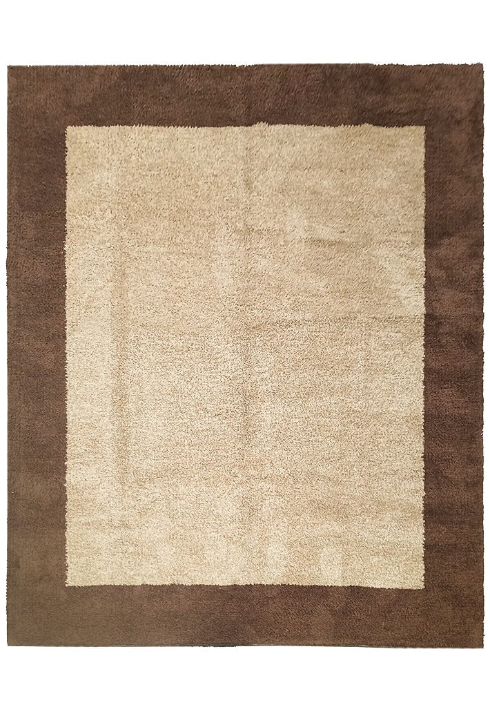 8.1 x 9.9 Beige Brown Modern Handmade Wool Rug (1 of 4)