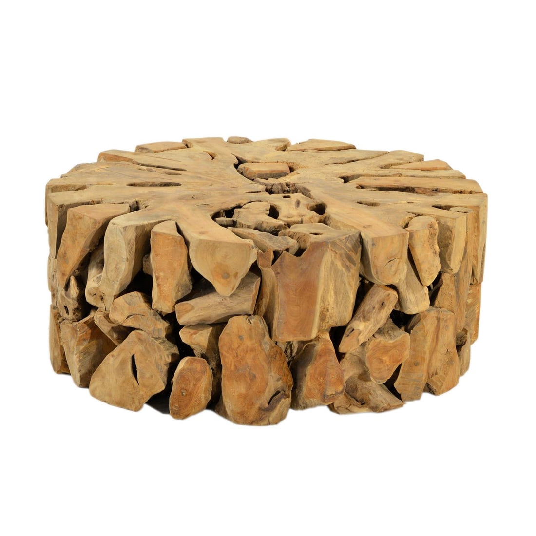 Rustic Natural Teak Root Coffee Table Round 39x39 Inches: Rustic Natural Teak Root Coffee Table Round 39x39 Inches Enhance your living space with this exquisite Natural Teak Root Coffee Table, showcasing the unique beauty of teak wood. The table features a n