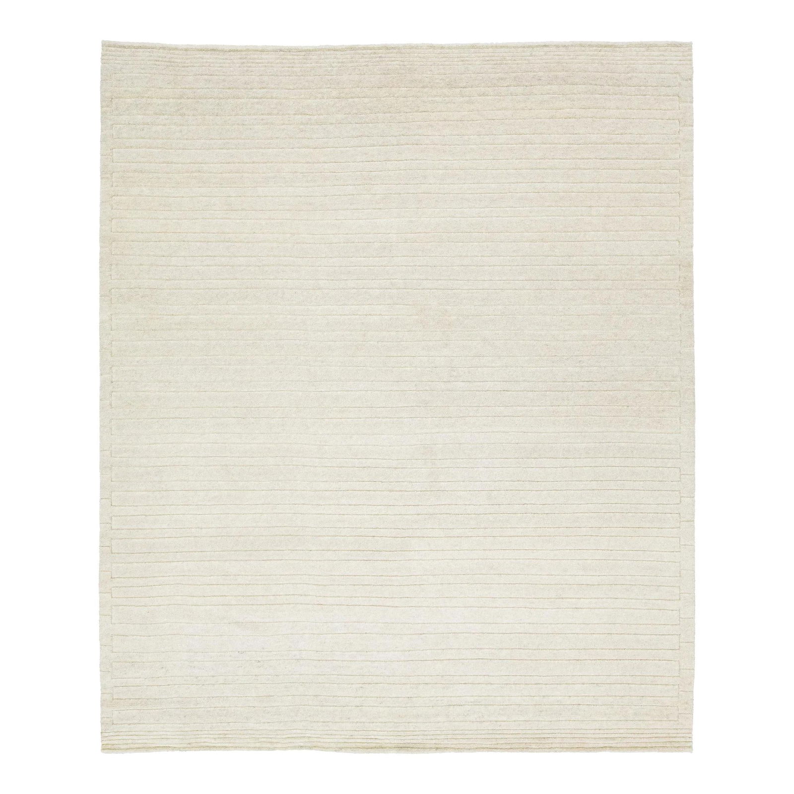 Ivory Striped Moroccan Style Wool Rug 8'3 x 9'10: Ivory Striped Moroccan Style Wool Rug 8'3 x 9'10 Enhance your living space with this exquisite hand-knotted wool rug, featuring a striking Moroccan-inspired design. The rug showcases a minimalist aest
