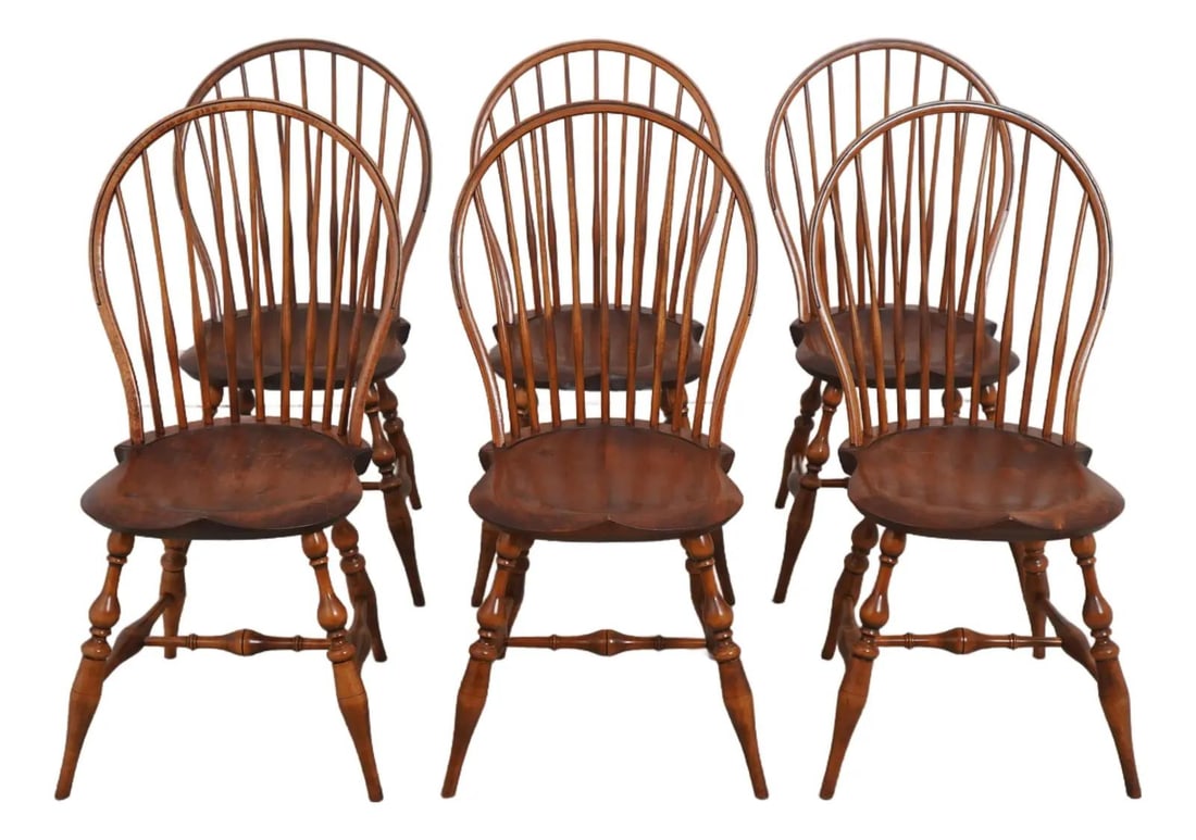 Set of 6 Mixed Wood Windsor Dining Chairs Dr Dimes: Set of 6 Mixed Wood Windsor Dining Chairs Dr Dimes This set of 6 Dr Dimes Mixed Wood Fan Back Windsor Dining Chairs features a charming maple finish and high-quality construction. Designed with a stre