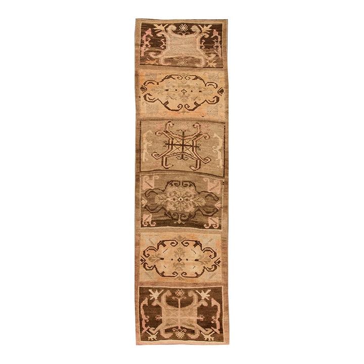 Vintage Turkish Anatolian Hand-Knotted Wool Runner 3'1" x 11'3": Vintage Turkish Anatolian Hand-Knotted Wool Runner 3'1" x 11'3" Enhance your space with this exquisite vintage Turkish Anatolian wool runner. Hand-knotted with meticulous craftsmanship, this rug featu