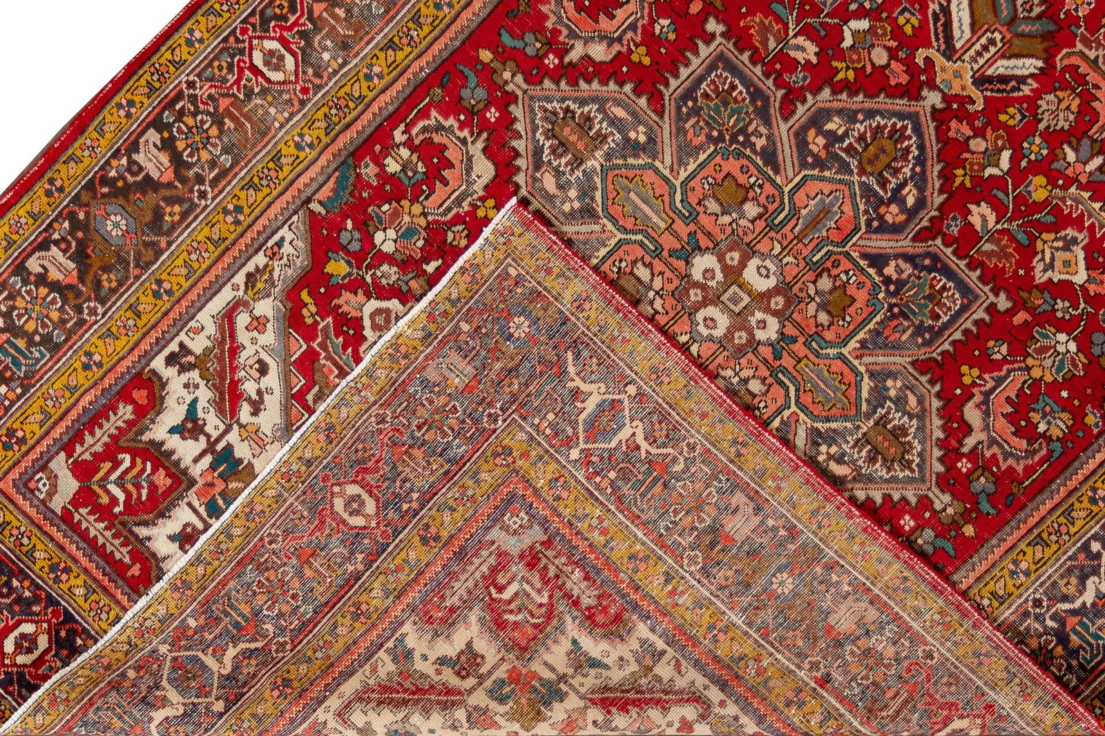 Vintage Persian Heriz Hand-Knotted Red Floral Wool Rug 7'9 x 10'8 - 2