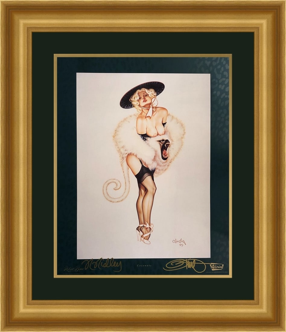 Olivia De Berardinis Rhonda Ridley Coconuts Signed Lithograph Custom Framed 30x26: Olivia De Berardinis Rhonda Ridley Coconuts Signed Lithograph Custom Framed 30x26 This stunning illustration art piece titled 'Coconuts' features the captivating work of artist Olivia De Berardinis, p