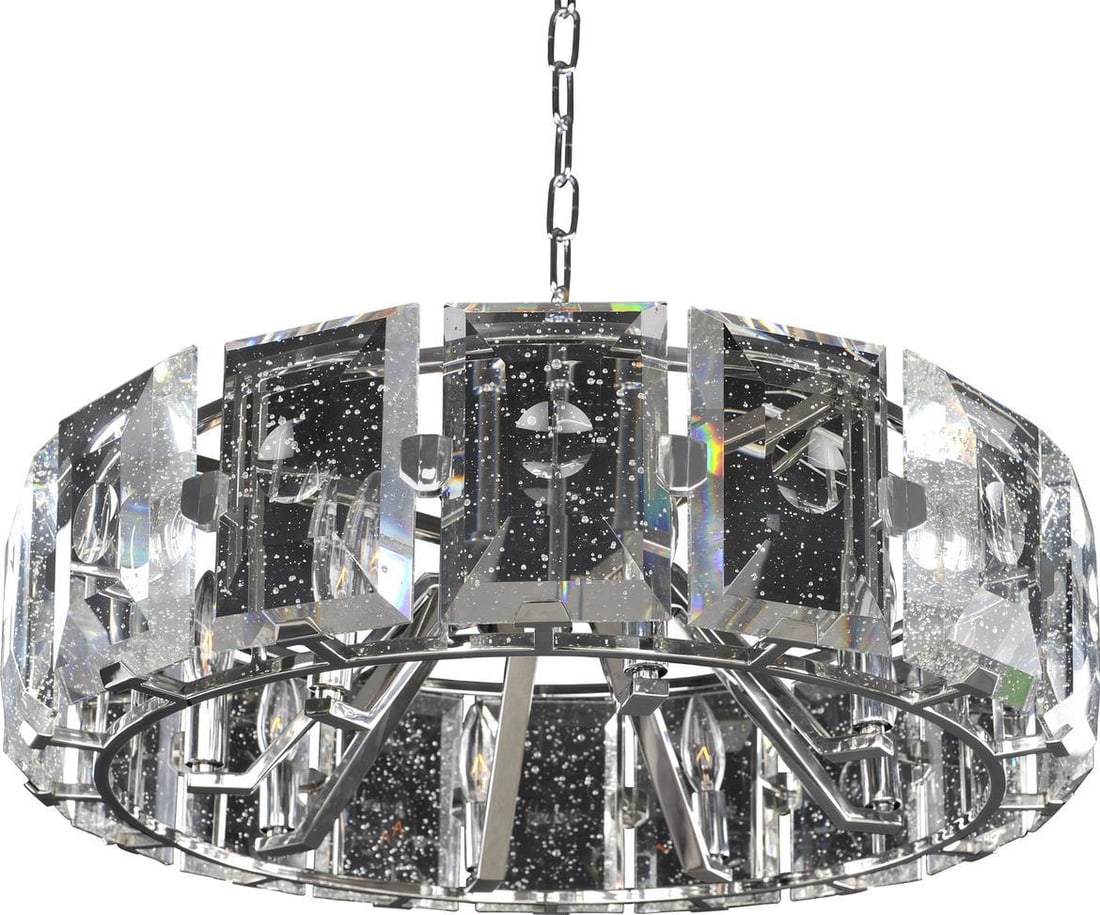 Kalco Giada Stainless Steel Pendant Chandelier 8 Bulb Dimmable: Kalco Giada Stainless Steel Pendant Chandelier 8 Bulb Dimmable Enhance your space with the Giada Stainless Pendant, a stunning lighting fixture designed for luxe decor. This exquisite pendant features