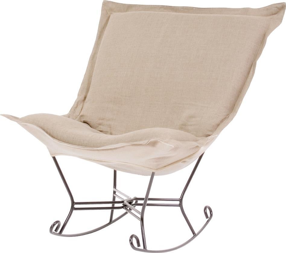 Howard Elliott Hand-Finished Linen Puff Rocker Transitional Style: Howard Elliott Hand-Finished Linen Puff Rocker Transitional Style Experience unparalleled comfort with the Hand-Finished Linen Puff Rocker, designed to add a touch of elegance to any space. This trans