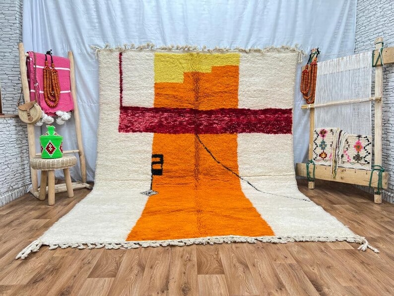 Authentic Handwoven Colorful Rug from Morocco 8 x 5 Feet: Authentic Handwoven Colorful Rug from Morocco 8 x 5 Feet Discover the beauty of this Luxury Authentic Colorful Rug, expertly handwoven in the Atlas Mountains by skilled Berber women using traditional