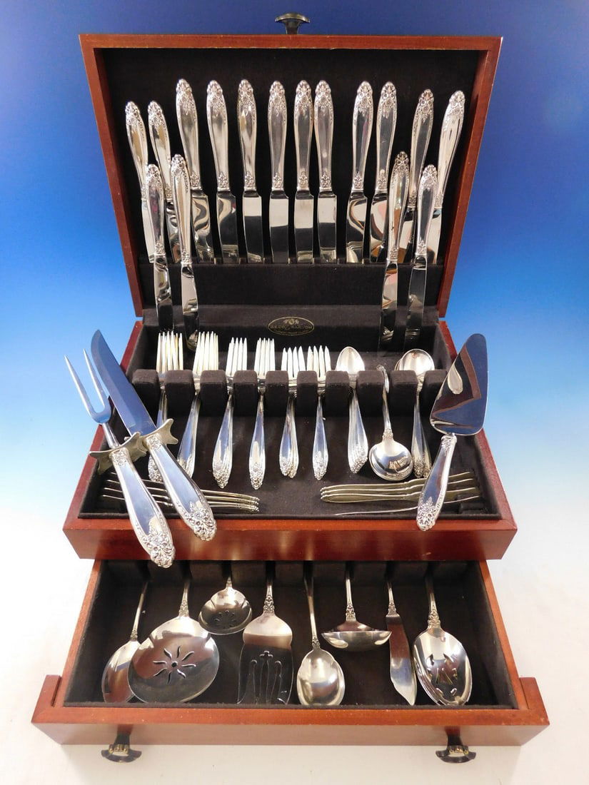 International Silver Prelude Sterling Silver Flatware Set for 8 76 Pieces: International Silver Prelude Sterling Silver Flatware Set for 8 76 Pieces Presenting the Prelude by International Sterling Silver Flatware Set, a stunning collection perfect for elegant dining. This s