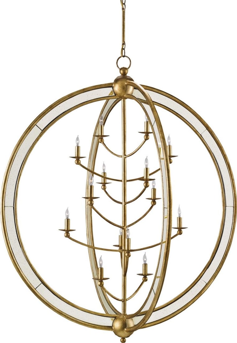Currey Aphrodite 14-Light Mirror Gold Chandelier: Currey Aphrodite 14-Light Mirror Gold Chandelier Illuminate your space with the Luxurious Aphrodite 14-Light Chandelier, designed in an elegant antique style. This stunning orb chandelier features gen