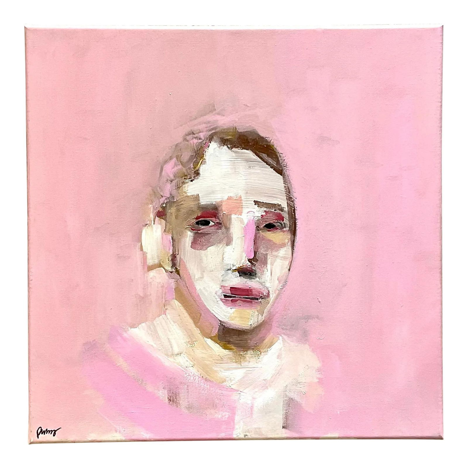 Vintage Boho Signed Oil Portrait on Canvas 20x20: Vintage Boho Signed Oil Portrait on Canvas 20x20 This captivating vintage Boho original oil portrait on canvas showcases a chic design executed in broad strokes, offering a mesmerizing visual experien