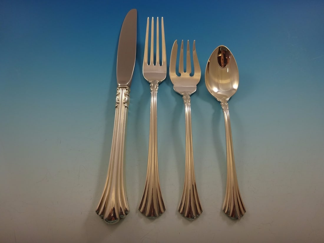 Reed and Barton Eighteenth Century Sterling Silver 68 Piece Flatware Set for 12: Reed and Barton Eighteenth Century Sterling Silver 68 Piece Flatware Set for 12 Elevate your dining experience with this exquisite Eighteenth Century Reed and Barton Sterling Silver Flatware Set. This